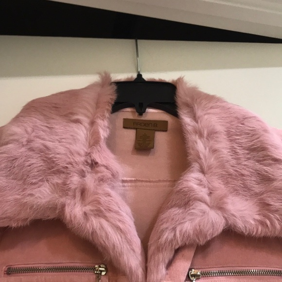 Arden B pink fur jean jacket L - Picture 2 of 8